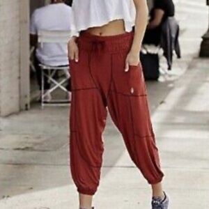 FP Movement- Red Harem “Featherweight” Stretch Cotton Jogger Pants